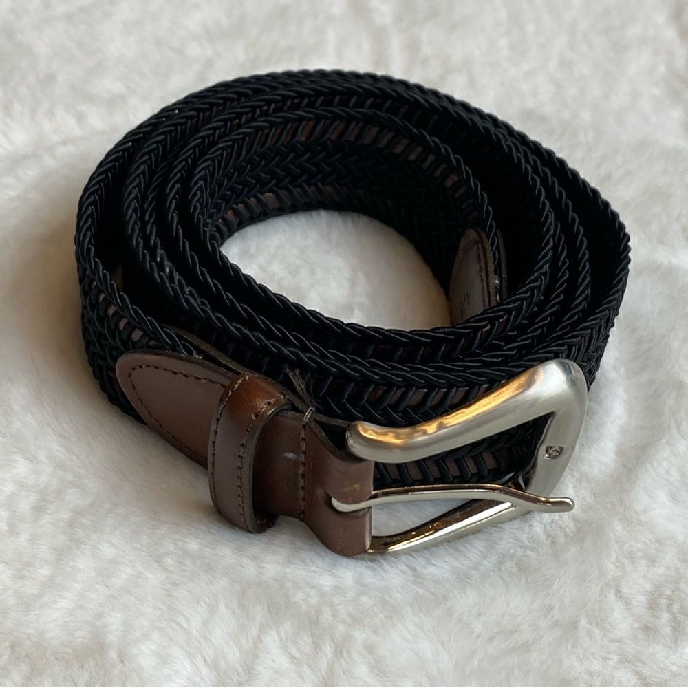 Torino Made In USA Brown Leather Black Braiding Belt Size 44